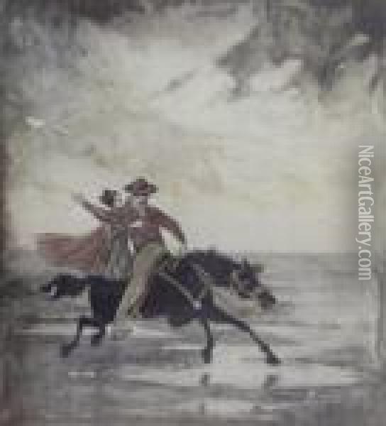 Les Cavaliers Oil Painting - Maurice Lenoir