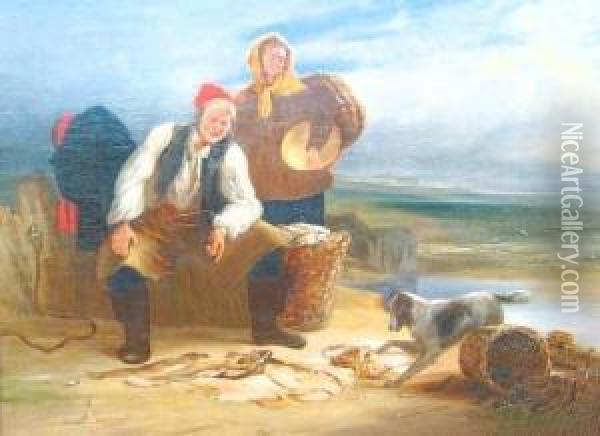 Fish Seller And Wife Oil Painting - Henry Perlee Parker