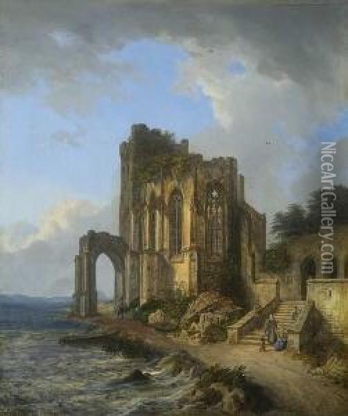 Ruine Einer Gotischen
 Klosterkirche Am Strand. Oil Painting - Domenico Quaglio