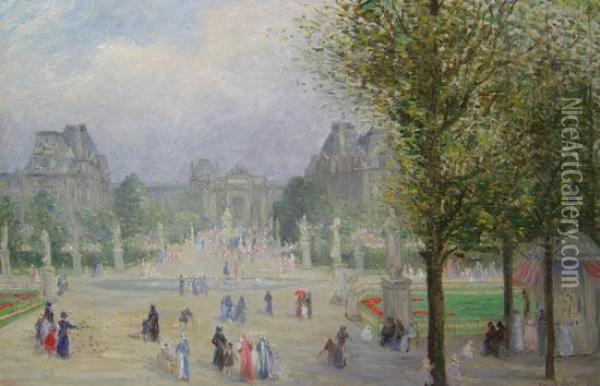 Le Jardin Des Tuileries Oil Painting - Emile Rene Lafont