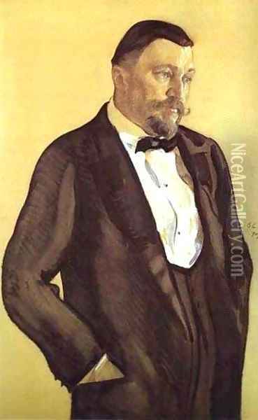 Portrait Of Alexei Morozov 1909 Oil Painting - Valentin Aleksandrovich Serov