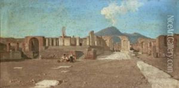 Vue De Pompei Animee De Personnages Oil Painting - Alessandro la Volpe
