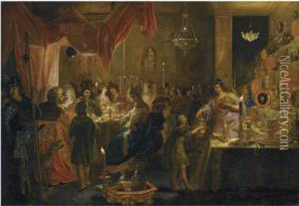 The Feast Of Belshazzar Oil Painting - Adriaen Pietersz. Van De Venne