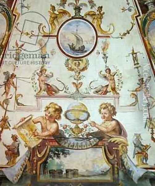Ceiling panel from the Stanzino delle Matematiche 4 Oil Painting - Giulio Parigi