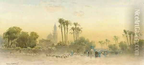 On the outside of Cairo Oil Painting - John Jnr. Varley
