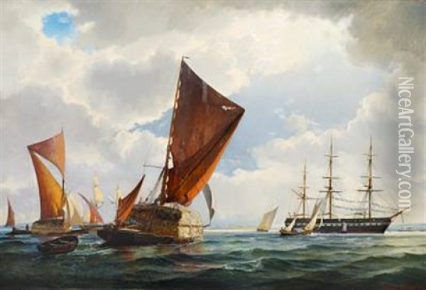 Tidlig Morgen I Kanalen Oil Painting - Holger Henrik Herholdt Drachmann