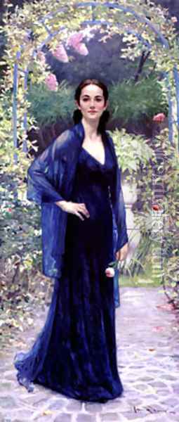 Jennifer In Garden Oil Painting - Banks Allan