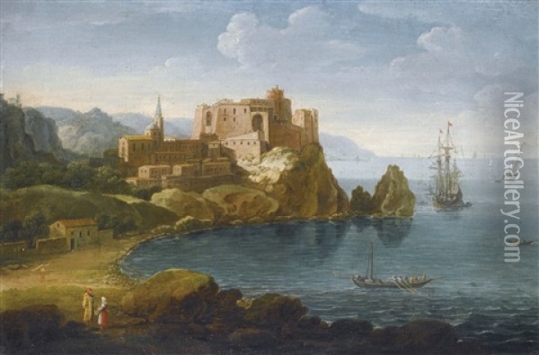 Vue De La Cote Mediterraneenne Oil Painting - Hendrick Frans van Lint