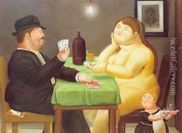 The Card Player 1988 Oil Painting - Fernando Botero