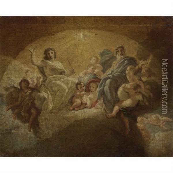 The Trinity In Glory Oil Painting - Giovanni Battista Gaulli