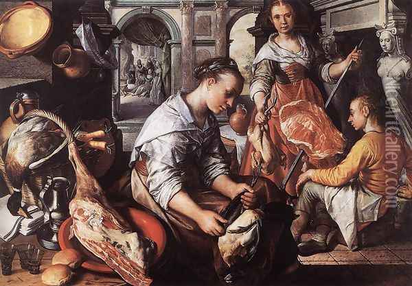 Christ in the House of Martha and Mary Oil Painting - Joachim Beuckelaer