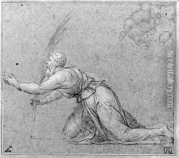 A kneeling matyr saint gesturing to the left Oil Painting - Charles (the Elder) Erard or Errard