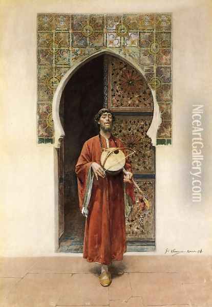 Man with a Lute Oil Painting - Gustavo Simoni