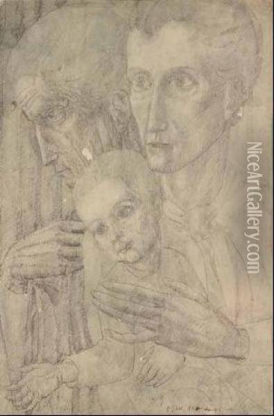 Nonna, Madre, Figlio Oil Painting - Ubaldo Oppi