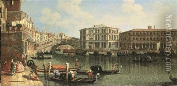 The Rialto Bridge, Venice, With The Palazzo Dei Camerlenghi Oil Painting - Michele Marieschi