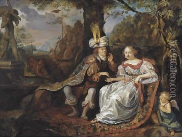 Judah And Tamar Oil Painting - Matthijs Naiveu