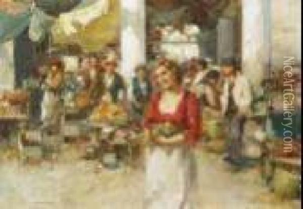 Market Day Oil Painting - Giuseppe Pitto