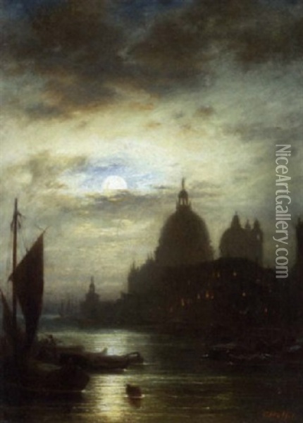Venedig Bei Mondlicht Oil Painting - Conrad Hoff