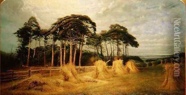 Sheaves of Wheat after the Harvest Oil Painting - Charles Henry Passey