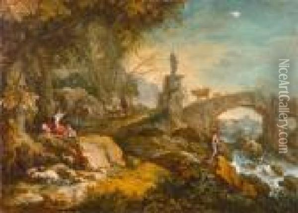 Bela Von Szitany, Baracs Via Duna -pentele Oil Painting - Antonio Diziani