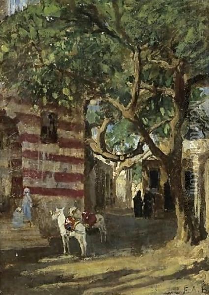 A Street Scene Oil Painting - Frederick Arthur Bridgman