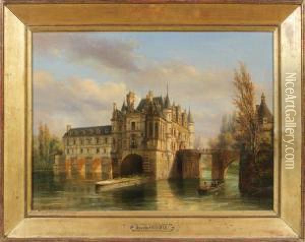 Le Chateau De Chenonceau Oil Painting - Pierre Justin Ouvrie