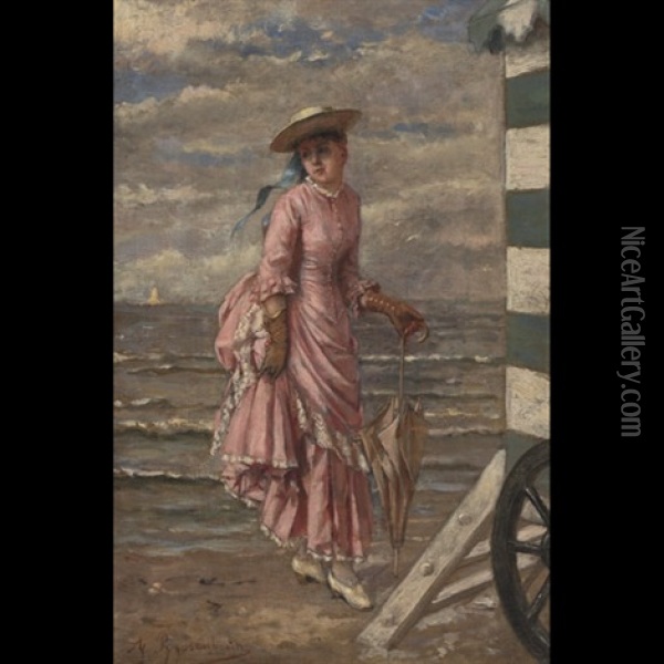 A Promenade By The Sea Oil Painting - Albert Roosenboom