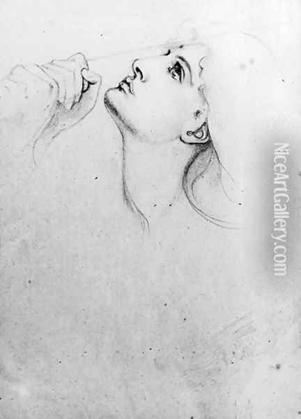 Study for the head of Joan of Arc, in profile to left Oil Painting - Dante Gabriel Rossetti