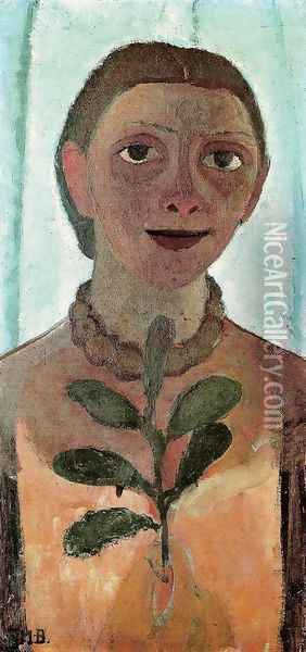 Self-Portrait with Camelia Sprig Oil Painting - Paula Modersohn-Becker