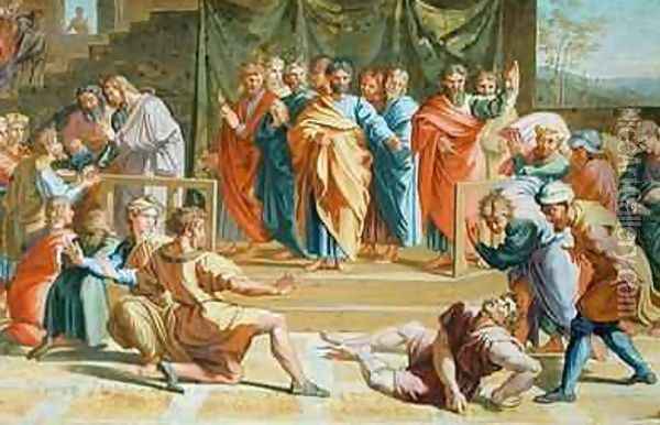 Death of Ananias Oil Painting - Joseph Goupy