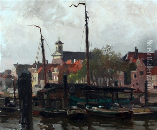 Gezicht Op Delfshaven Oil Painting - Victor Olivier Gilsoul