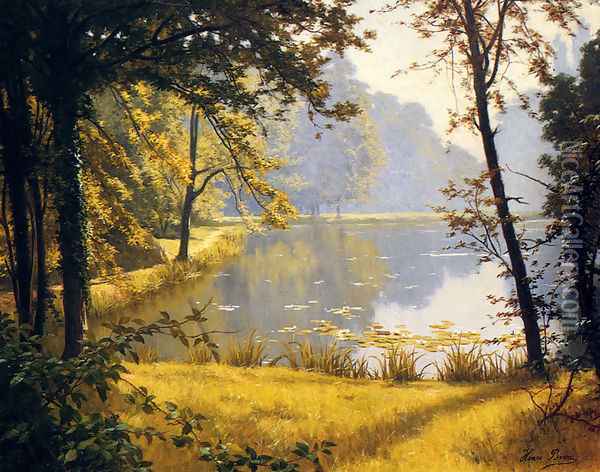 A Lily Pond Oil Painting - Henri Biva