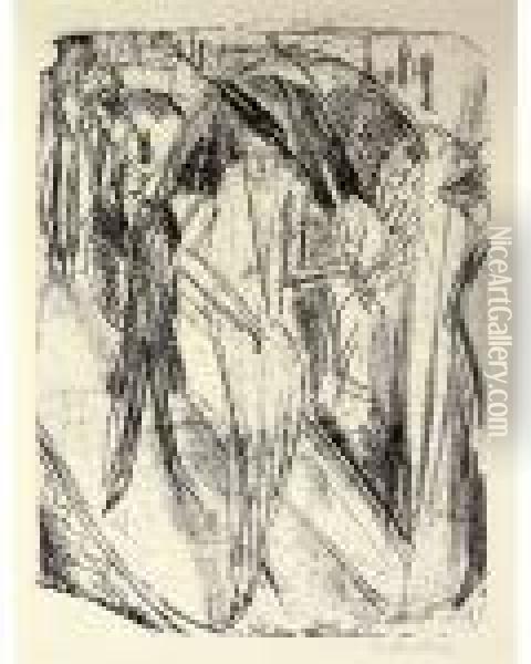 Dame Im Regen Oil Painting - Ernst Ludwig Kirchner