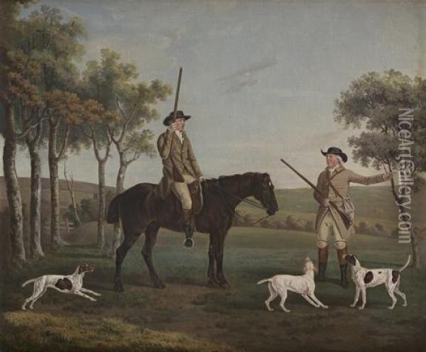 Two Gentlemen Departing For The Hunt Oil Painting - Thomas Gooch