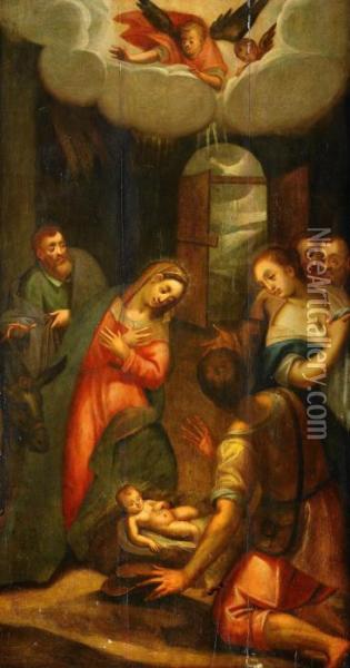 De Tre Vise Mannen Beskadar Jesu Fodelse Oil Painting - Hans Von Aachen