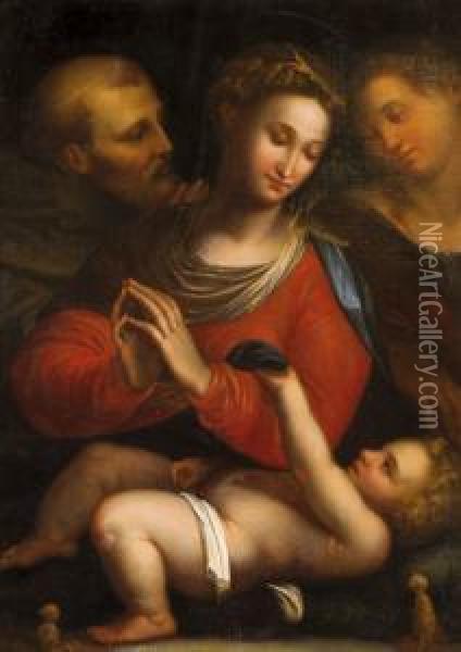 Maria A Gyermek Jezussal, Szent Katalinnal Es Assisi Szent Ferenccel Oil Painting - Prospero Fontana