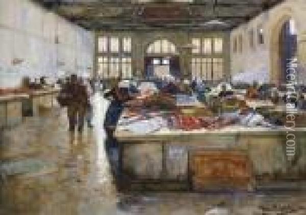 Franzosischer Fischmarkt. Oil Painting - Hans Von Bartels