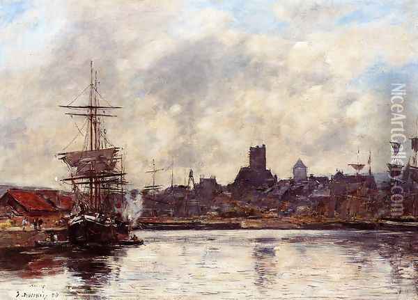 Fecamp, the Port I Oil Painting - Eugene Boudin