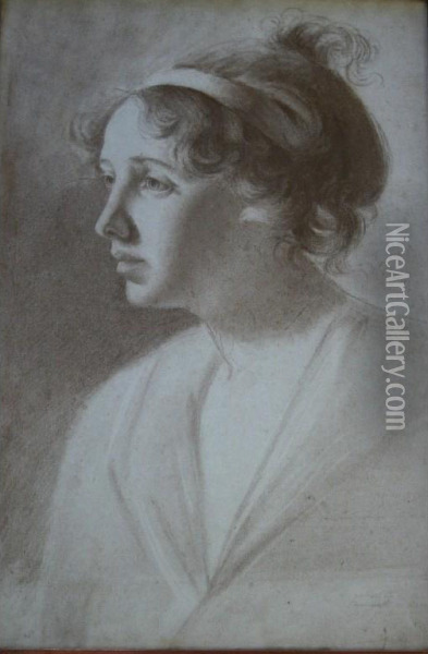 Portrait Of Mlle. De Lacaze Oil Painting - Jacques-Jean- Baptiste Augustin