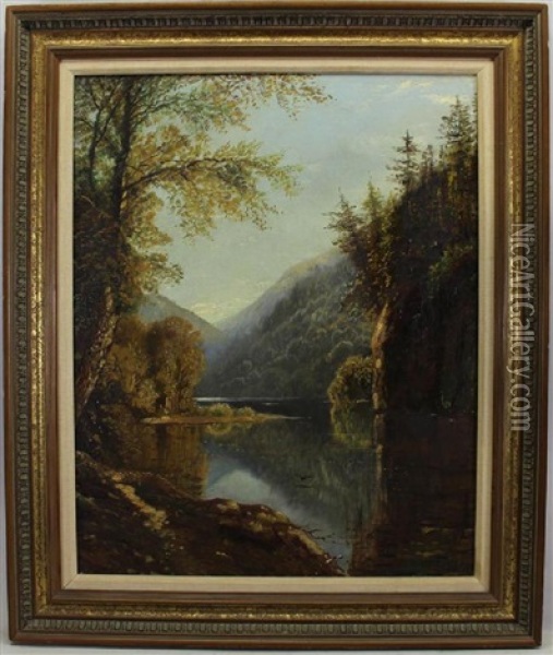Painting Of A Tranquil Mountain Lake Landscape Oil Painting - Edmund Darch Lewis