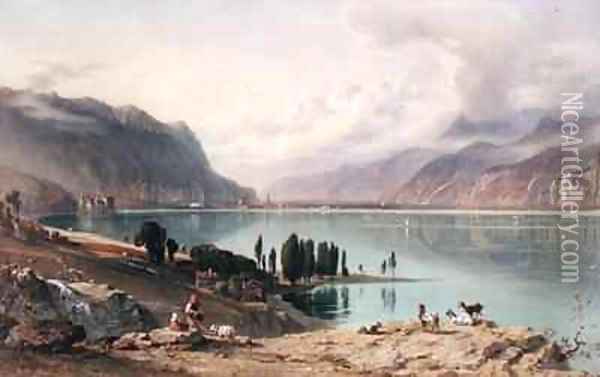 A View of Lake Geneva Oil Painting - George Arthur Fripp