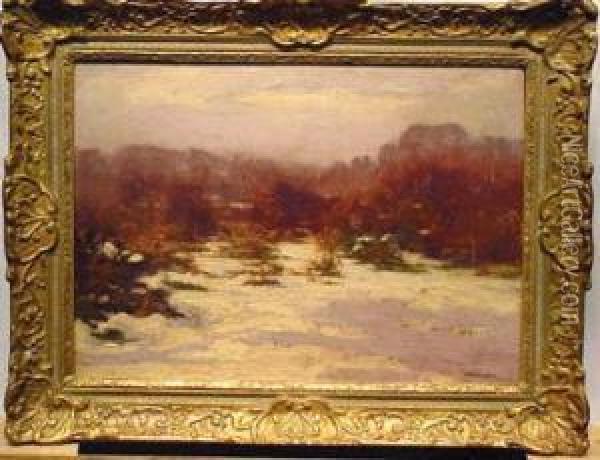 A Winter Clearing Oil Painting - Augustus William Enness