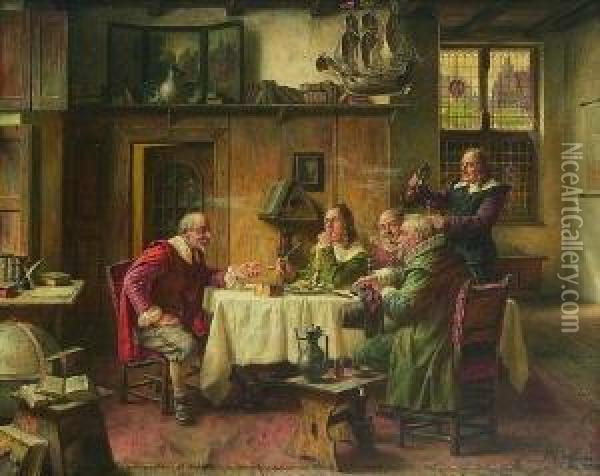 Hollandische Ratsherren Beim
 Austernfruhstuck Oil Painting - Fritz Wagner