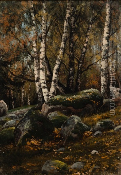 Birch Trees Oil Painting - Thorsten Waenerberg