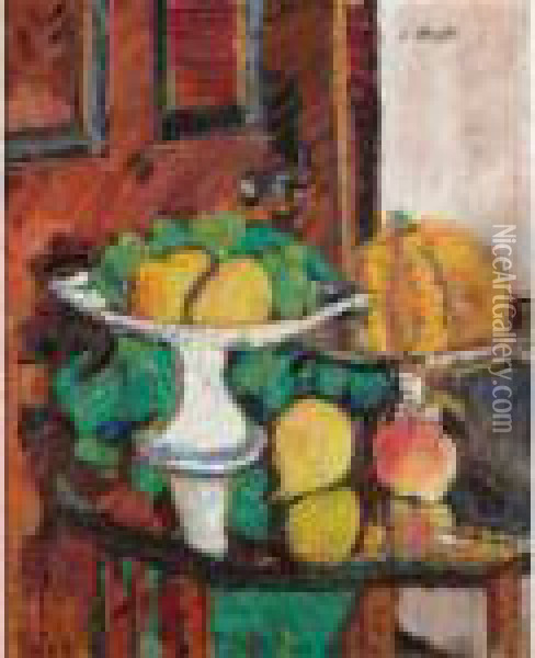 Still Life With Fruit Oil Painting - George Leslie Hunter