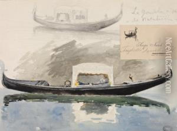 La Gondole A Venise Oil Painting - Gaston-Marie-Anatole Roullet