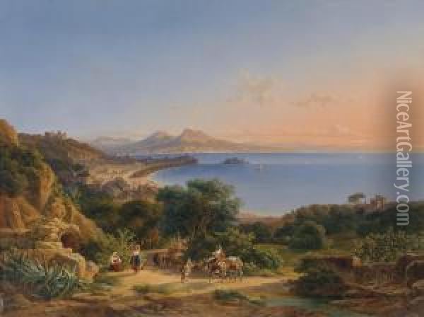 View Of Naplesas Seen From Posillipo Oil Painting - Johann Nepomuk Ott
