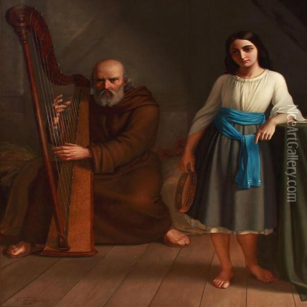 Mignon Og Harpespilleren Oil Painting - Wenzel Ulrik Tornoe