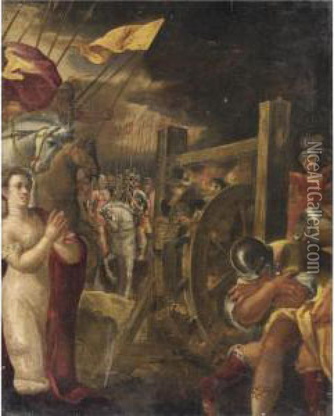 Martirio Di Santa Caterina Oil Painting - Domenico Tintoretto
