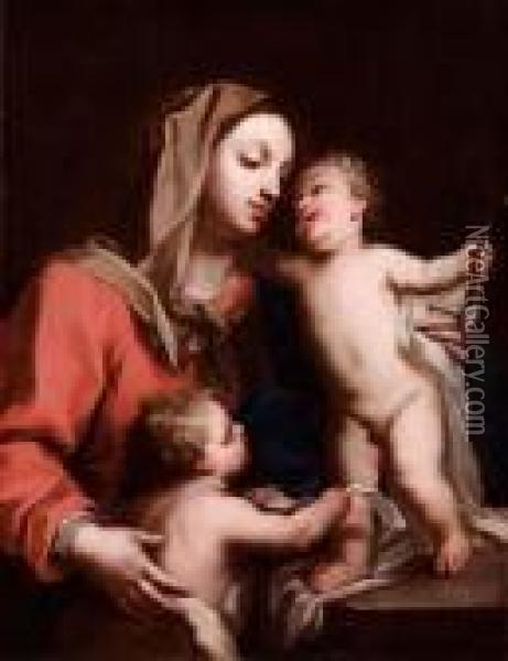 Madonna Col Bimbo E San Giovannino Oil Painting - Jacopo (Giacomo) Amigoni